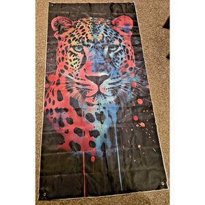 Leopard Birthday Backdrop Neon Rainbow Photography 6' x 3'